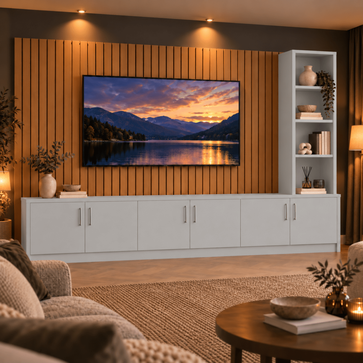 Shire Smooth Media Wall Unit - Right Hand Bookcase 19 - Online Bedrooms