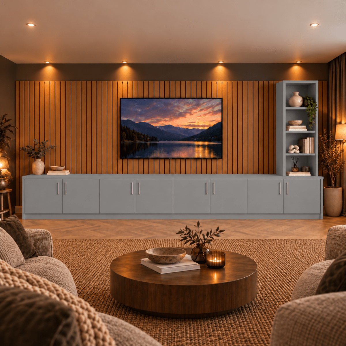 Shire Smooth Media Wall Unit - Right Hand Bookcase 55 - Online Bedrooms
