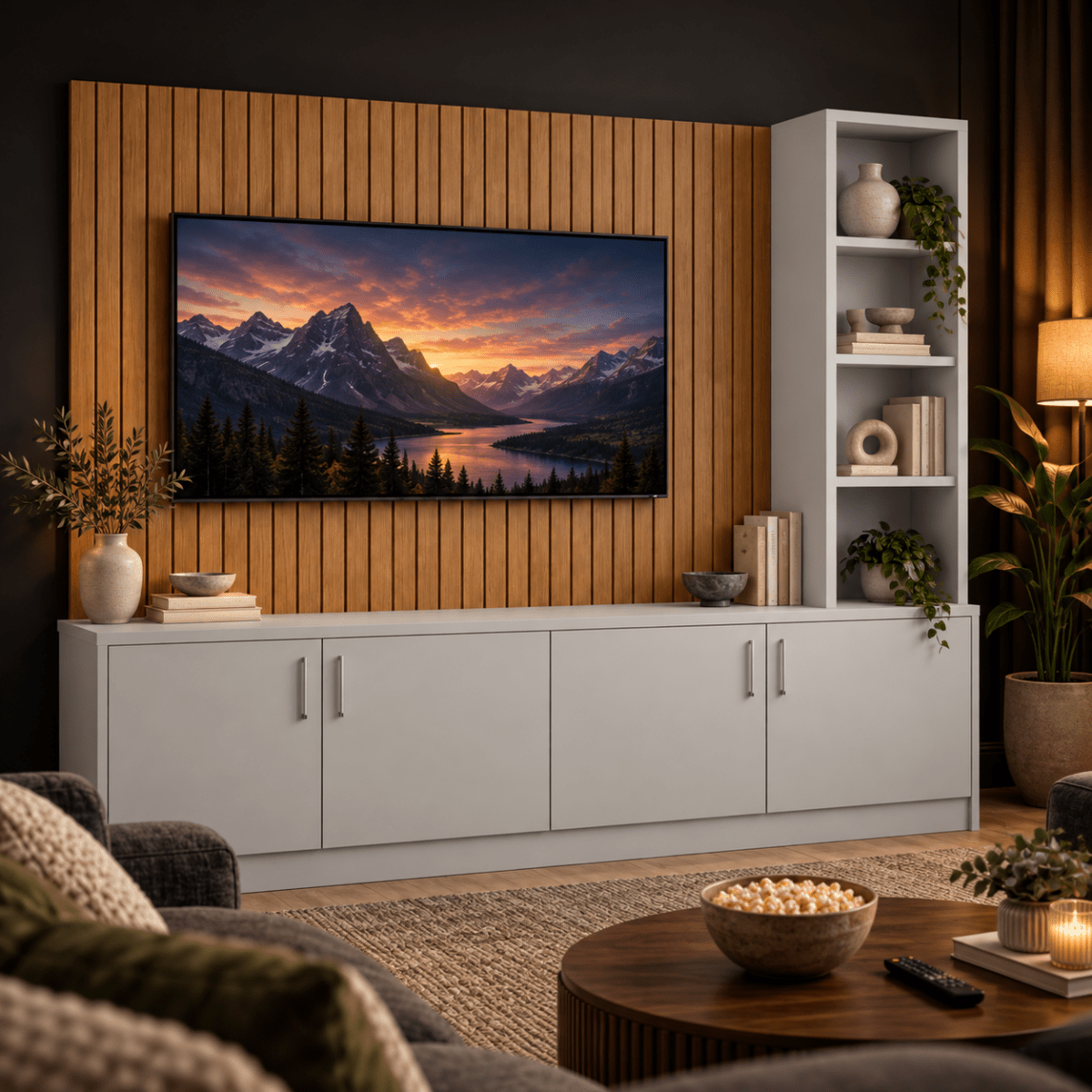 Shire Smooth Media Wall Unit - Right Hand Bookcase 2 - Online Bedrooms