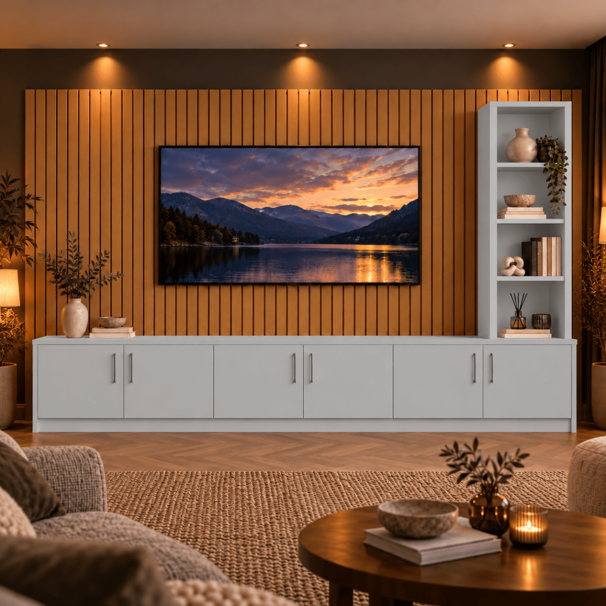 Shire Smooth Media Wall Unit - Right Hand Bookcase 33 - Online Bedrooms