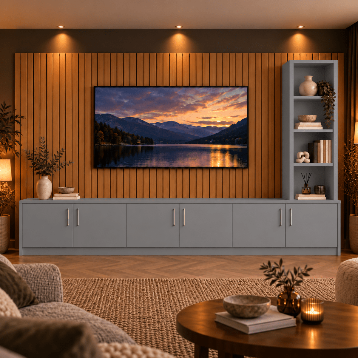 Shire Smooth Media Wall Unit - Right Hand Bookcase 34 - Online Bedrooms