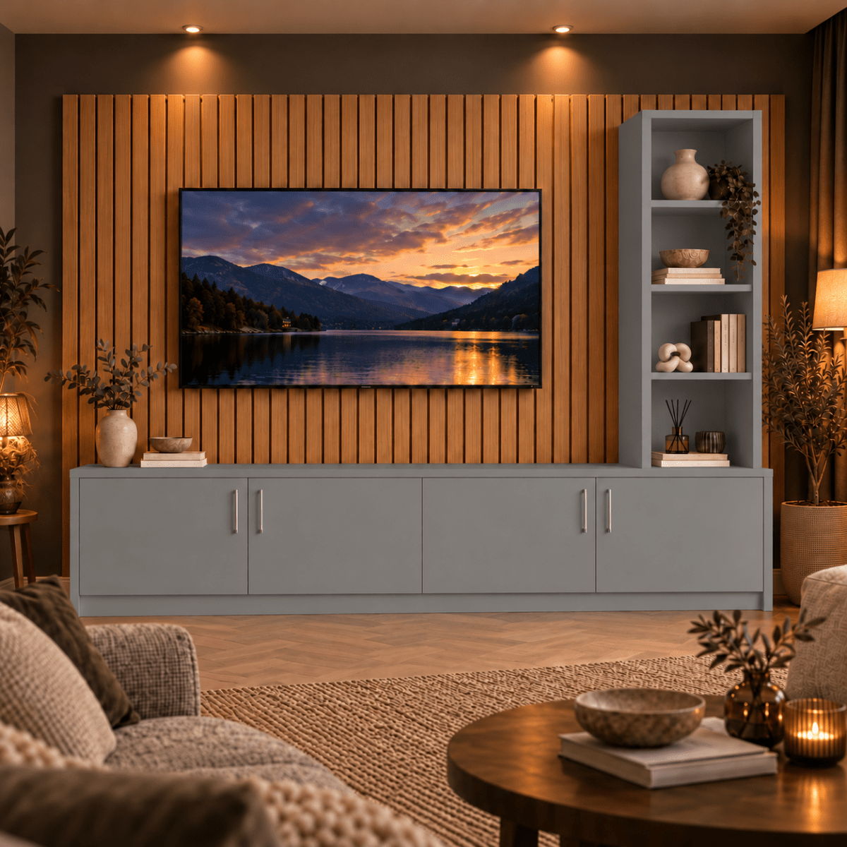 Shire Smooth Media Wall Unit - Right Hand Bookcase 6 - Online Bedrooms