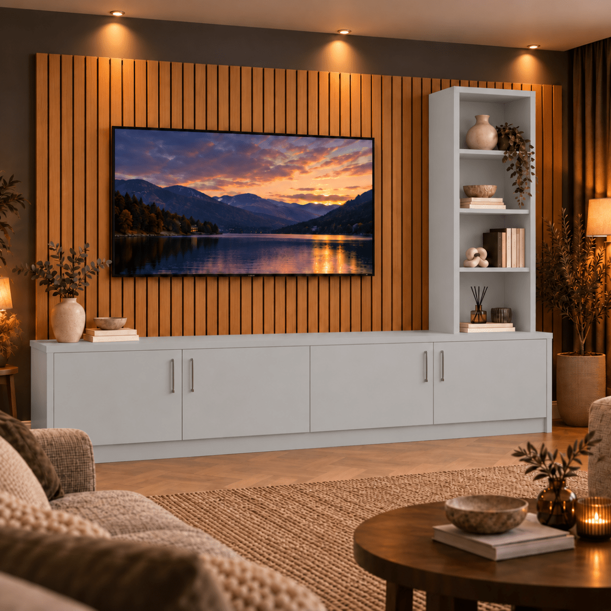 Shire Smooth Media Wall Unit - Right Hand Bookcase 12 - Online Bedrooms