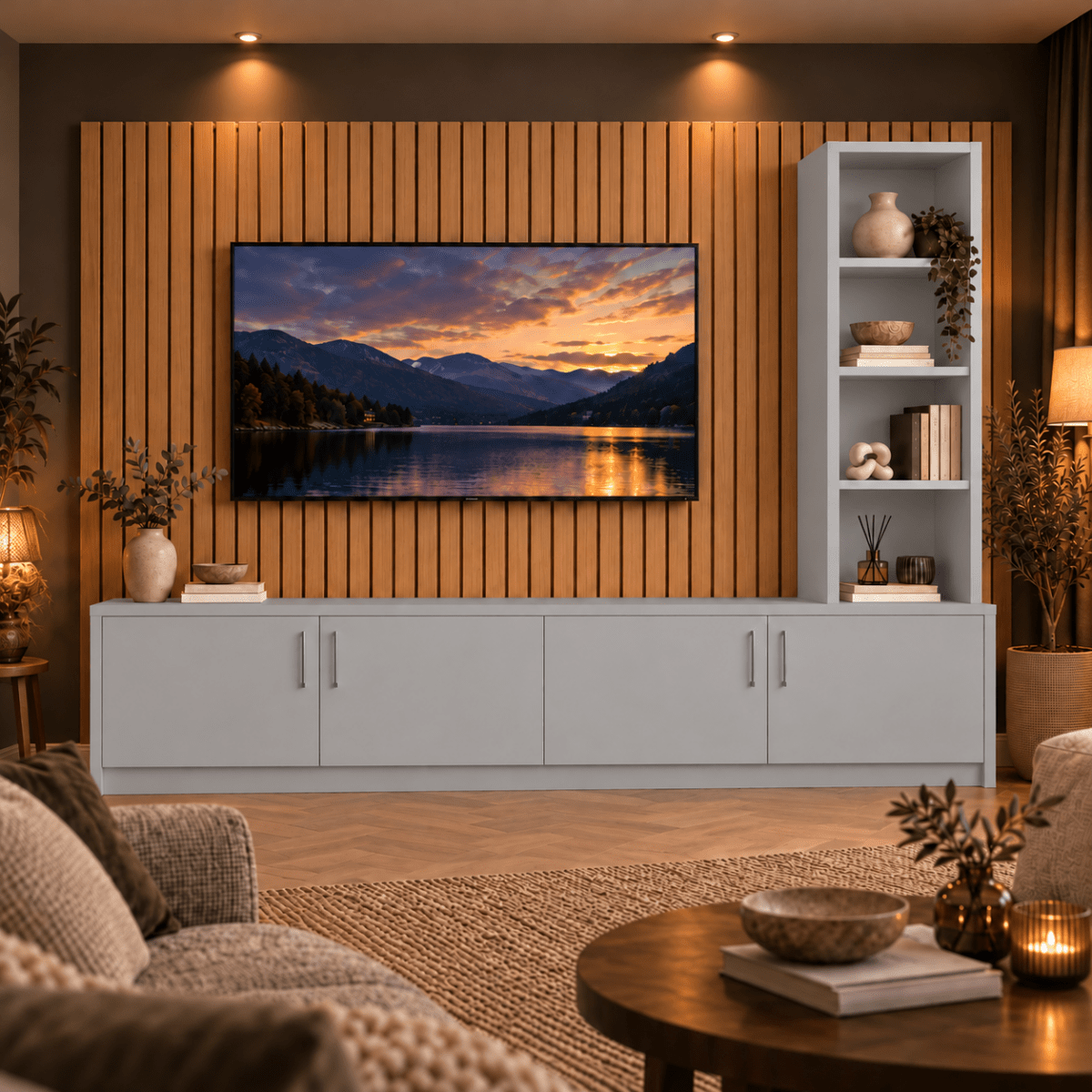 Shire Smooth Media Wall Unit - Right Hand Bookcase 5 - Online Bedrooms
