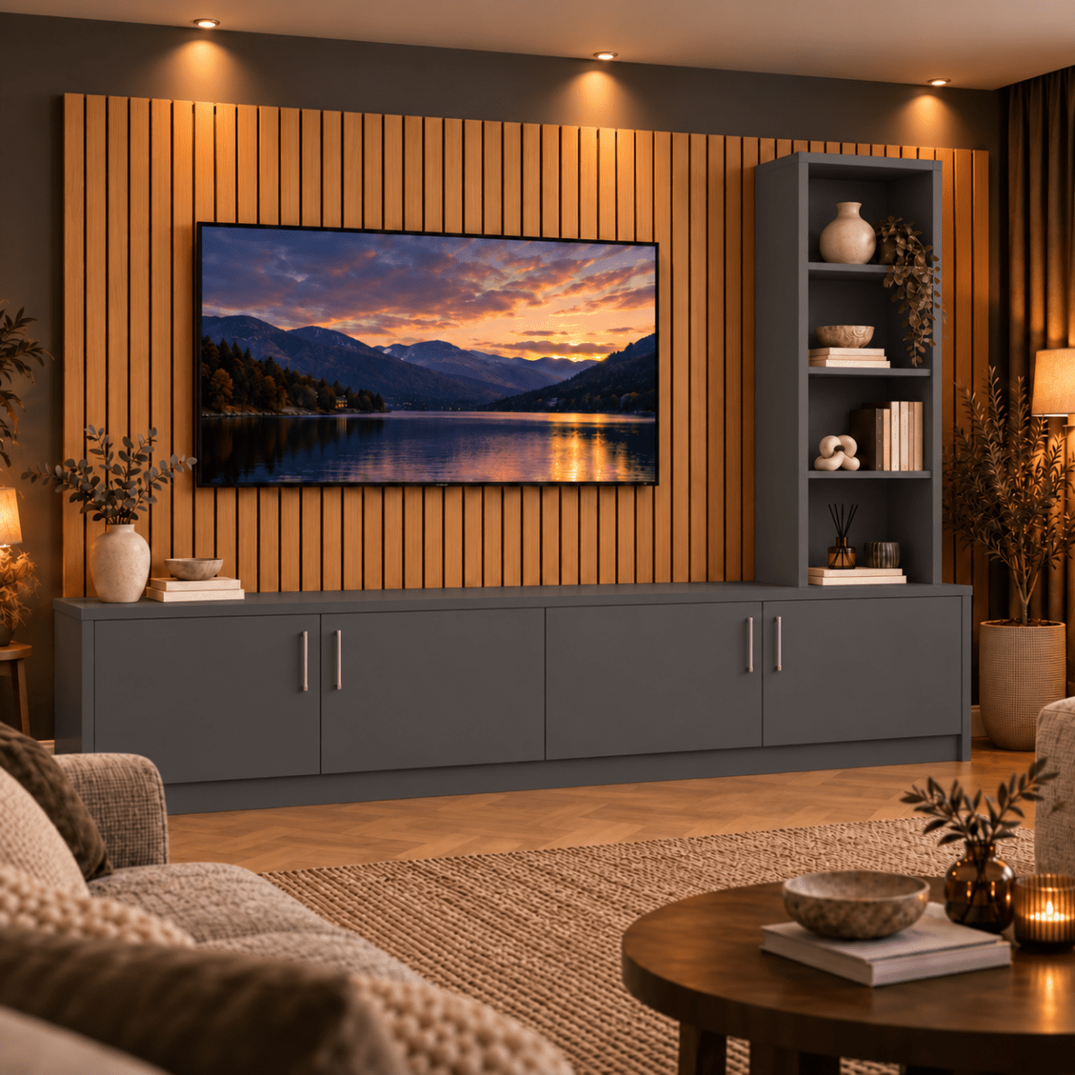 Shire Smooth Media Wall Unit - Right Hand Bookcase 11 - Online Bedrooms