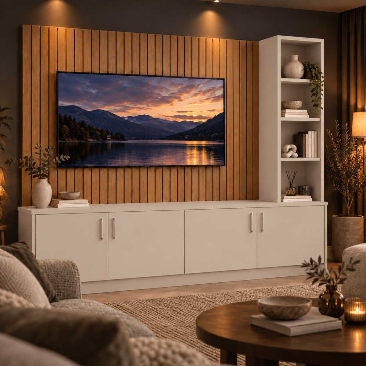 Shire Smooth Media Wall Unit - Right Hand Bookcase 1 - Online Bedrooms