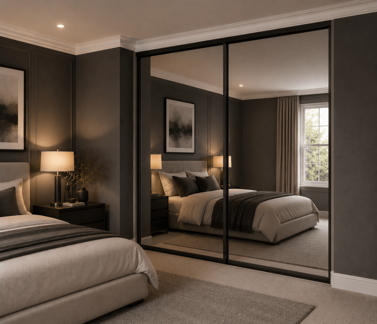 Single Panel Mirrored Sliding Wardrobe Doors - Widths Available 1262mm - 2070mm 1 - Online Bedrooms