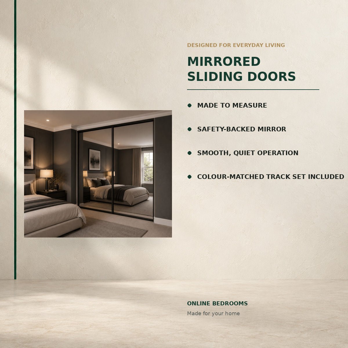 Single Panel Mirrored Sliding Wardrobe Doors - Widths Available 1893mm - 3105mm 2 - Online Bedrooms
