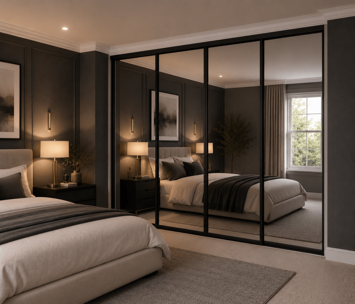 Single Panel Mirrored Sliding Wardrobe Doors - Widths Available 2524mm - 4140mm 1 - Online Bedrooms
