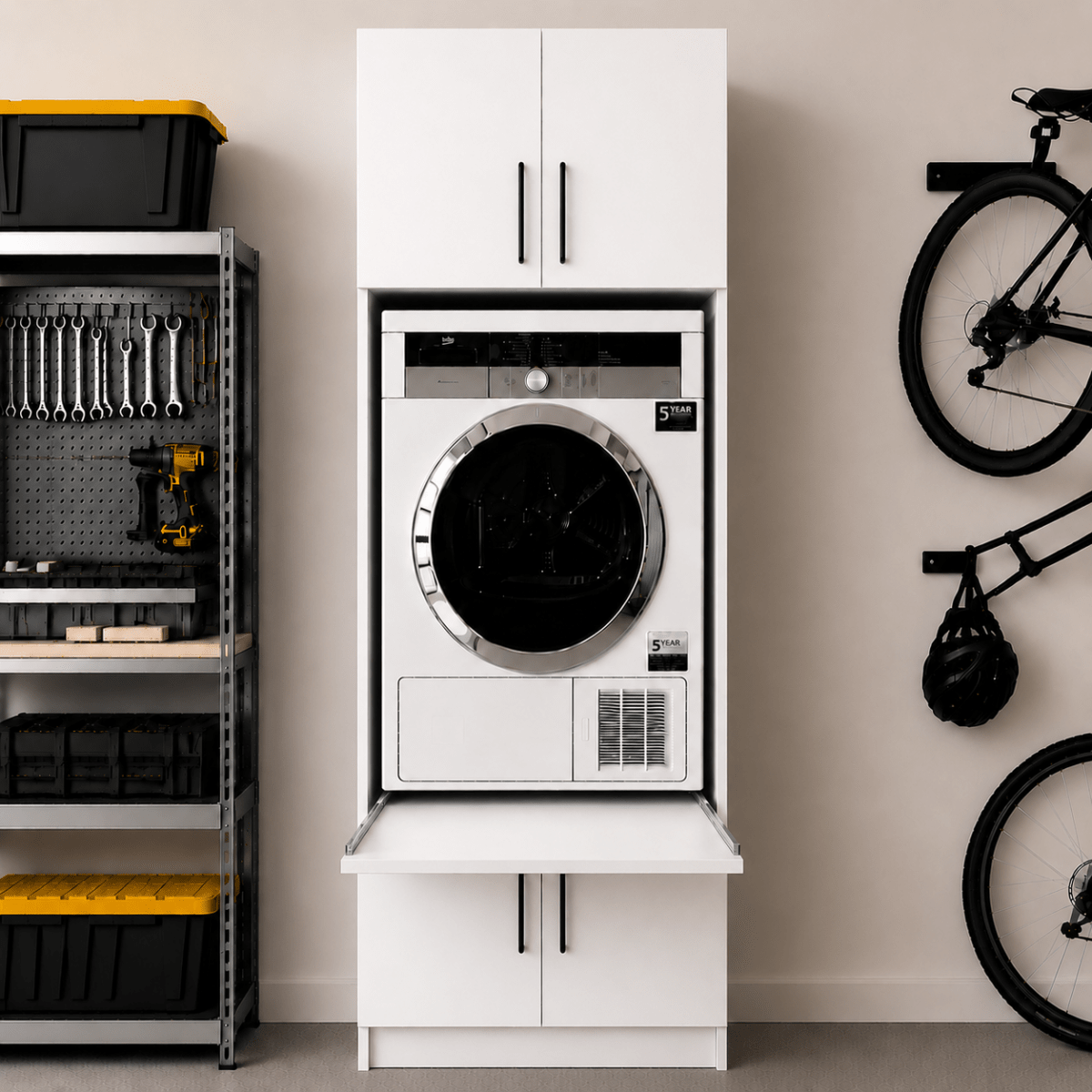 Single Washer & Dryer Appliance Cabinet 2 - Online Bedrooms