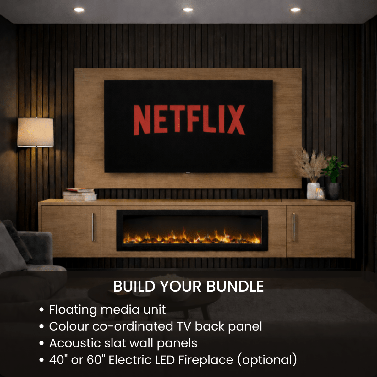 Smooth Door Floating Media Wall Bundle - Up to 70" TV's 1 - Online Bedrooms