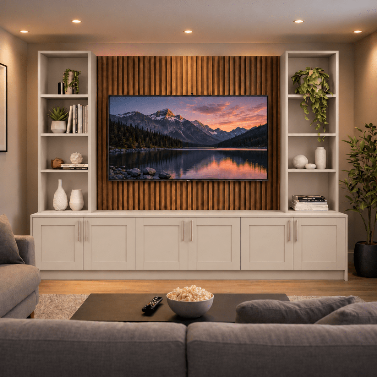 Southwell Shaker Media Wall Double Bookcase Unit 2 - Online Bedrooms