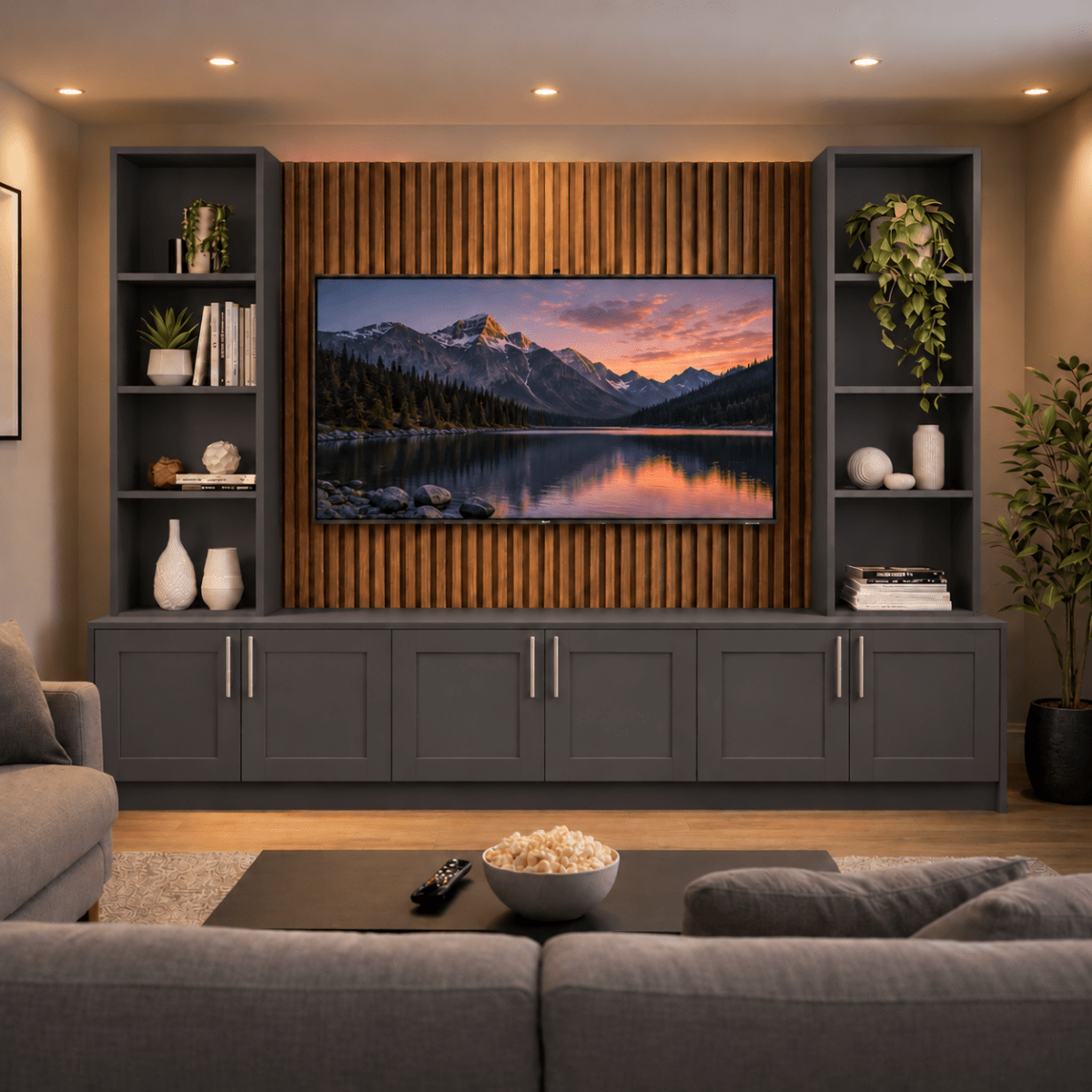 Southwell Shaker Media Wall Double Bookcase Unit 3 - Online Bedrooms