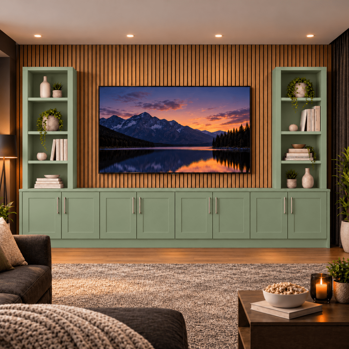 Southwell Tall Shaker Media Wall Double Bookcase Unit 49 - Online Bedrooms