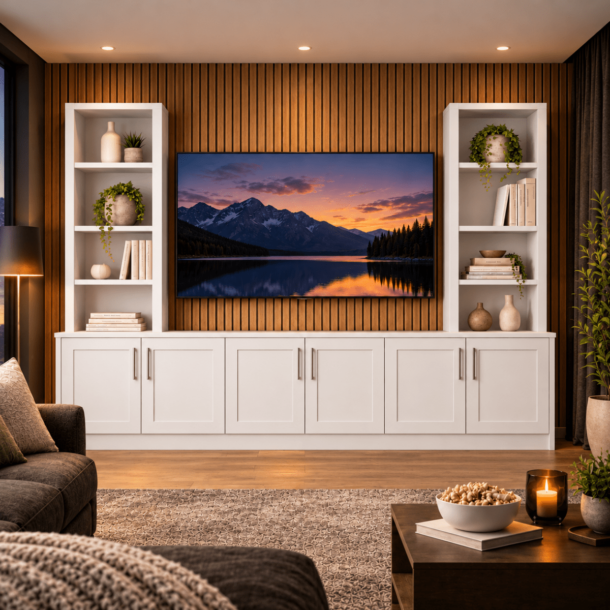 Southwell Tall Shaker Media Wall Double Bookcase Unit 14 - Online Bedrooms