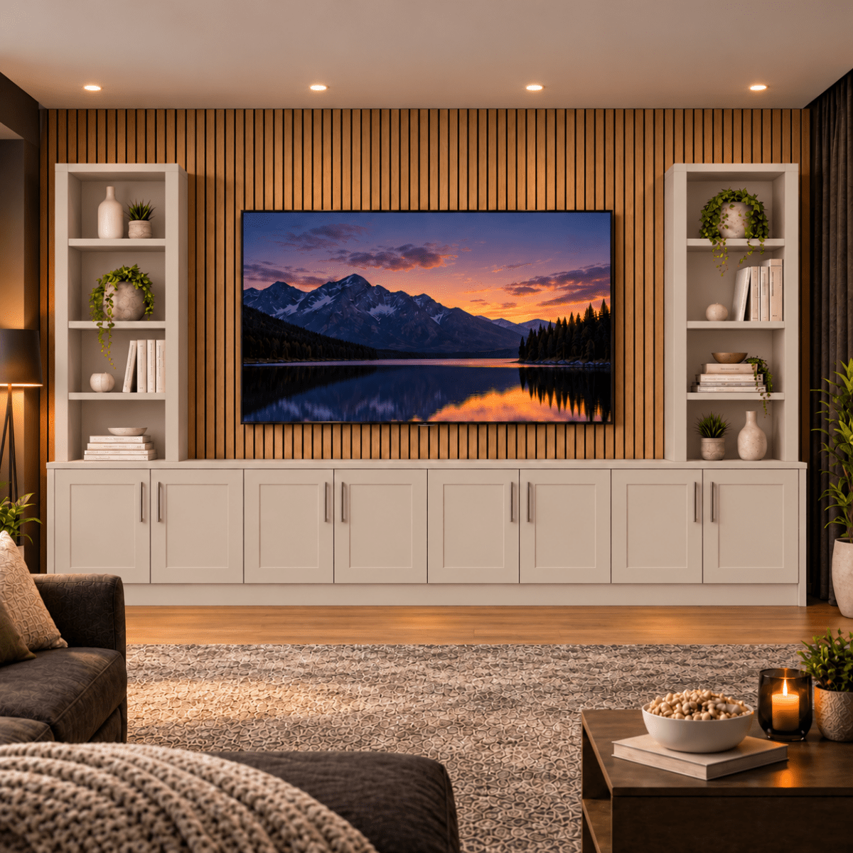 Southwell Tall Shaker Media Wall Double Bookcase Unit 45 - Online Bedrooms