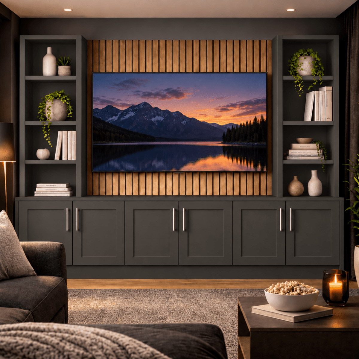 Southwell Tall Shaker Media Wall Double Bookcase Unit 2 - Online Bedrooms
