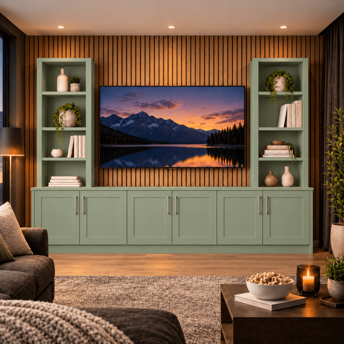 Southwell Tall Shaker Media Wall Double Bookcase Unit 19 - Online Bedrooms