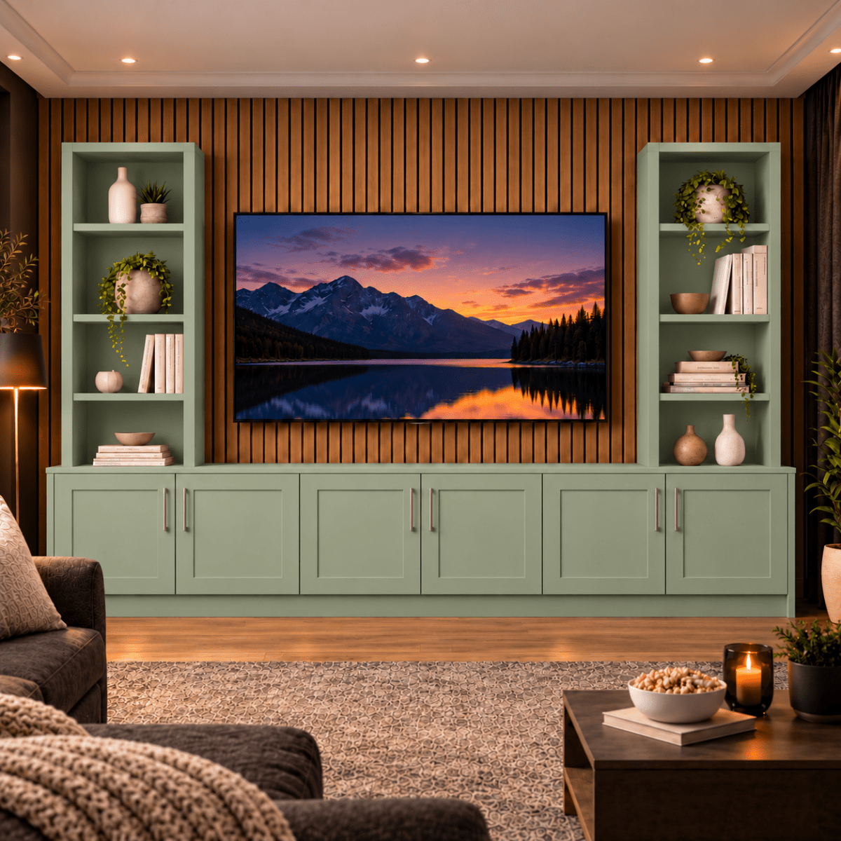 Southwell Tall Shaker Media Wall Double Bookcase Unit 31 - Online Bedrooms