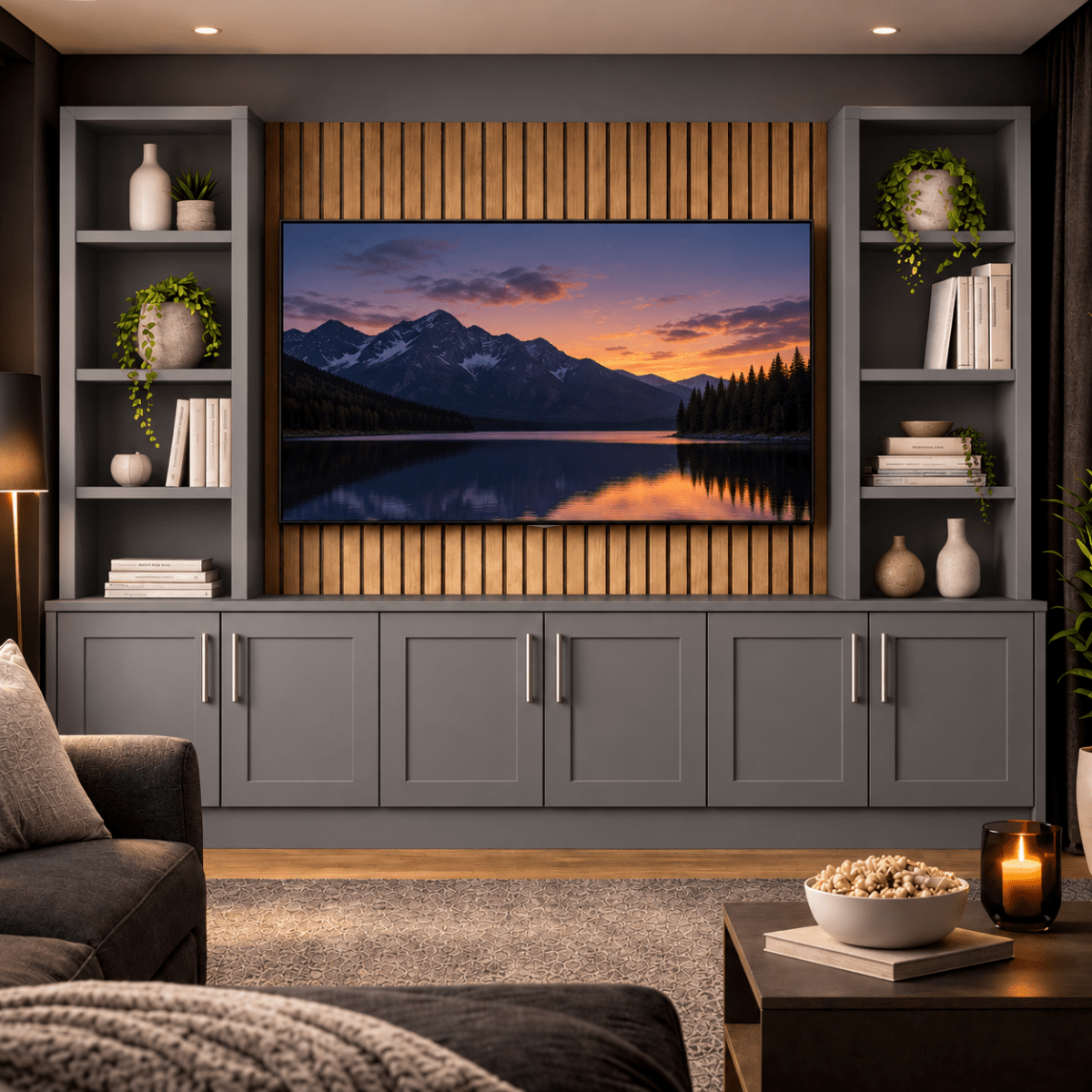 Southwell Tall Shaker Media Wall Double Bookcase Unit 1 - Online Bedrooms