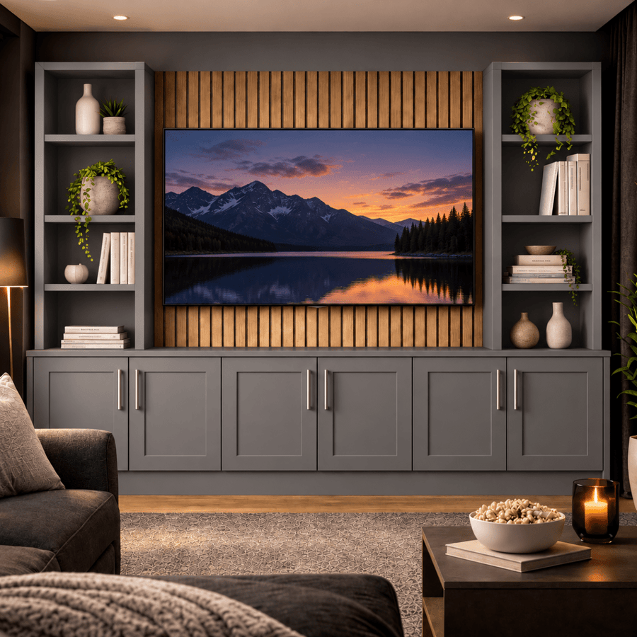 Southwell Tall Shaker Media Wall Double Bookcase Unit 1 - Online Bedrooms