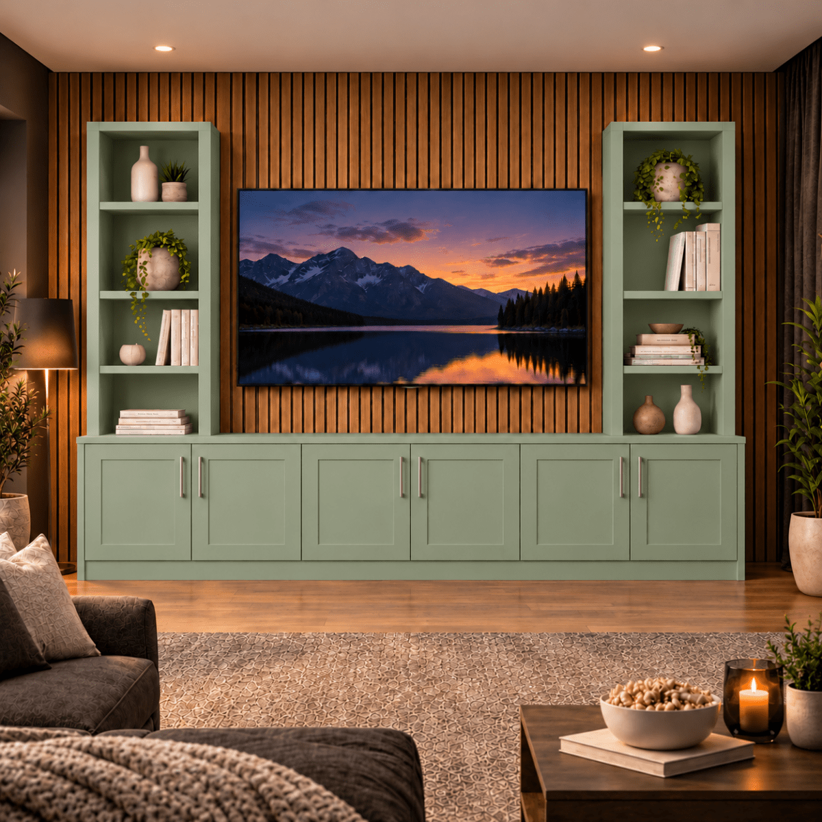 Southwell Tall Shaker Media Wall Double Bookcase Unit 25 - Online Bedrooms
