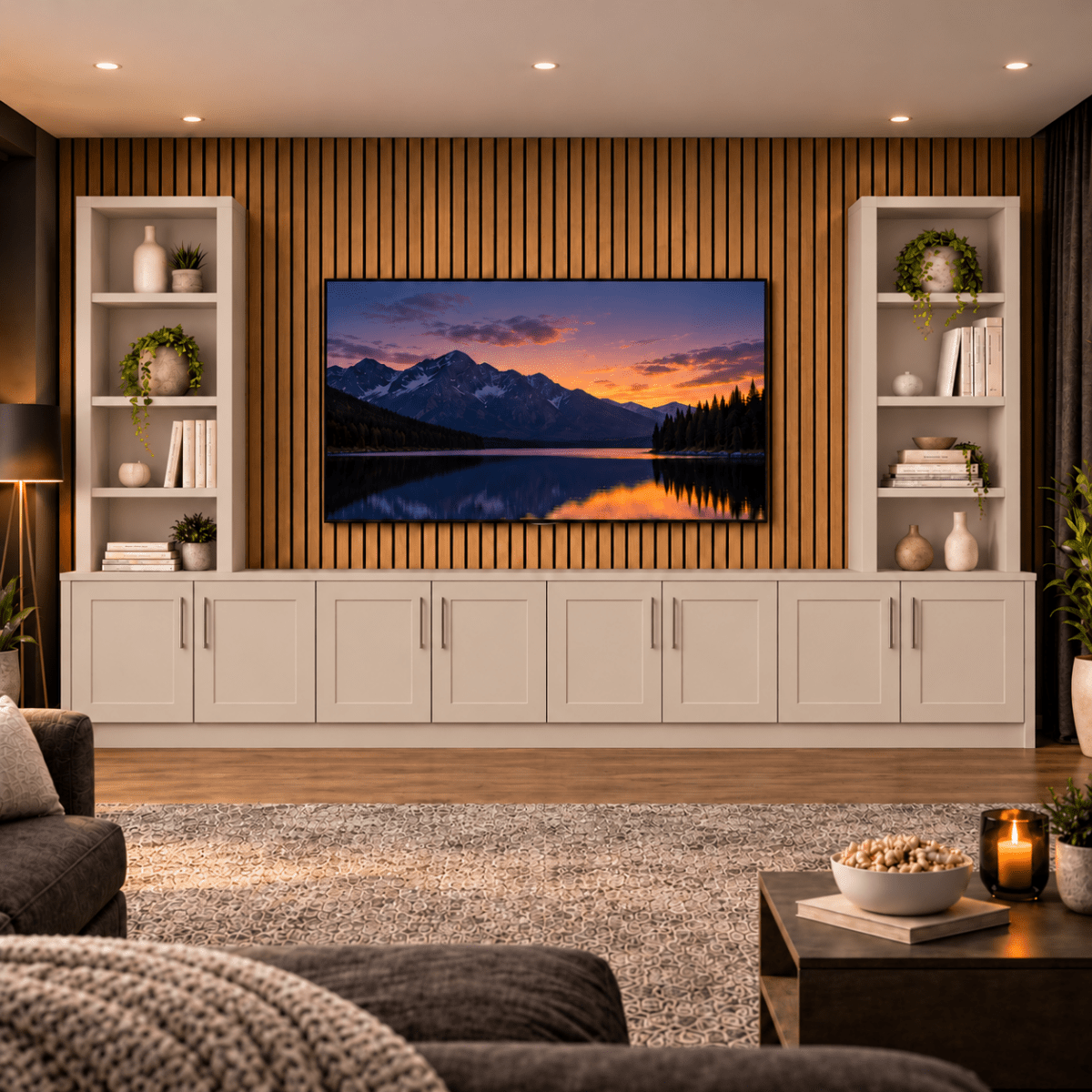 Southwell Tall Shaker Media Wall Double Bookcase Unit 33 - Online Bedrooms