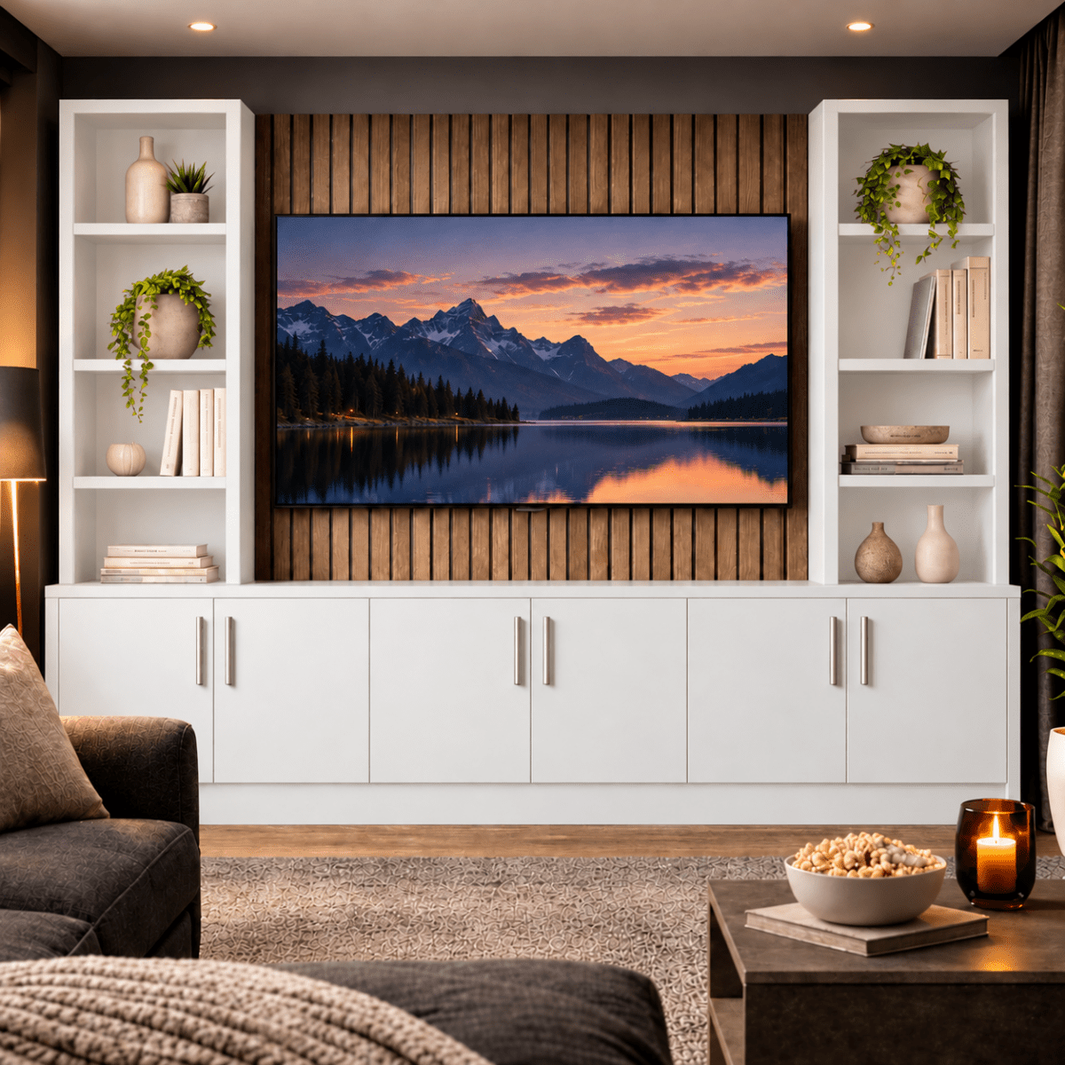 Southwell Tall Smooth Media Wall Double Bookcase Unit 3 - Online Bedrooms