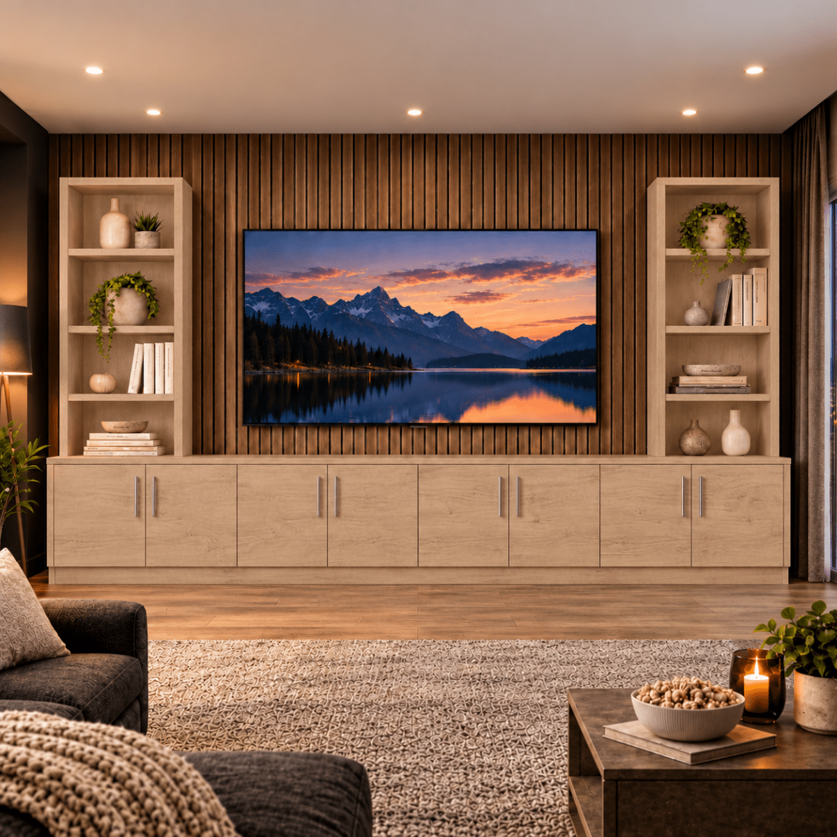 Southwell Tall Smooth Media Wall Double Bookcase Unit 50 - Online Bedrooms