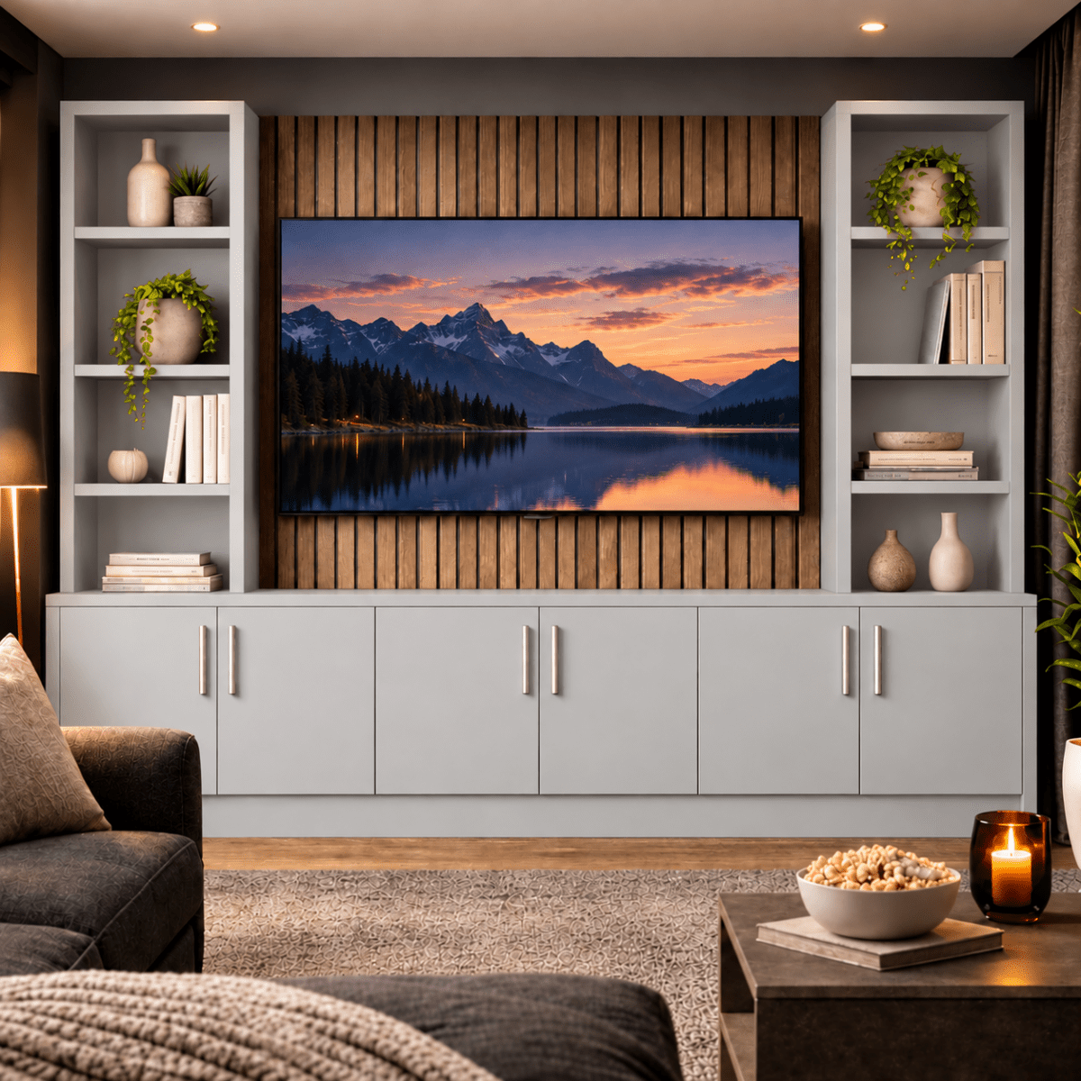 Southwell Tall Smooth Media Wall Double Bookcase Unit 4 - Online Bedrooms