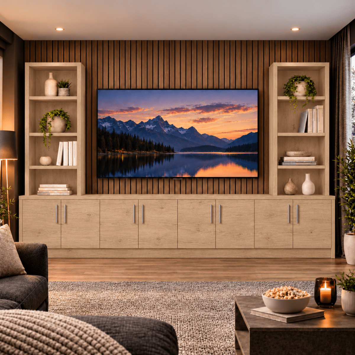 Southwell Tall Smooth Media Wall Double Bookcase Unit 43 - Online Bedrooms