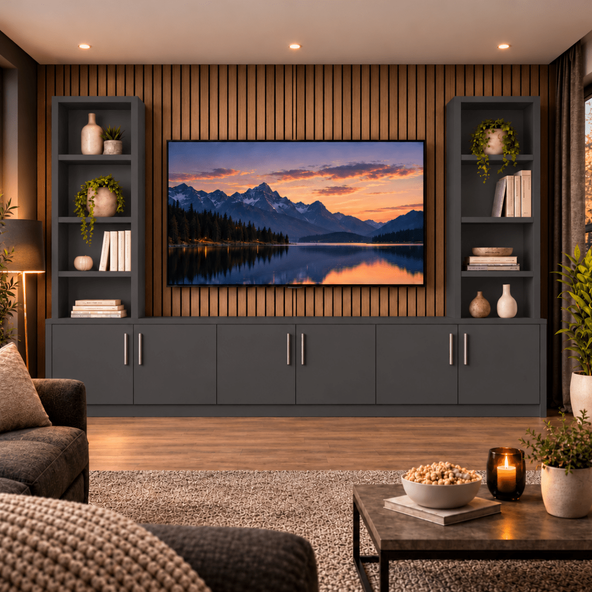 Southwell Tall Smooth Media Wall Double Bookcase Unit 32 - Online Bedrooms