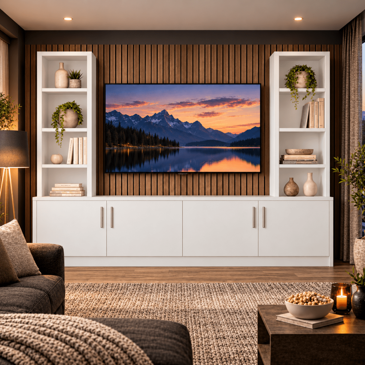 Southwell Tall Smooth Media Wall Double Bookcase Unit 9 - Online Bedrooms