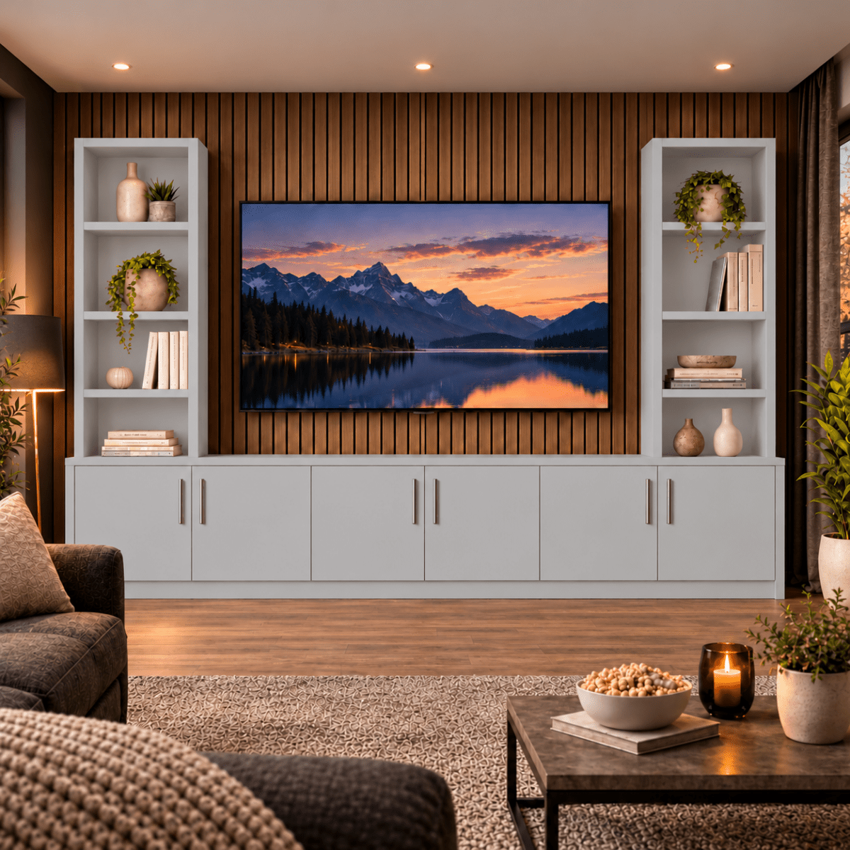 Southwell Tall Smooth Media Wall Double Bookcase Unit 33 - Online Bedrooms