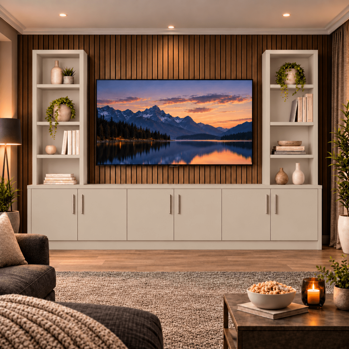 Southwell Tall Smooth Media Wall Double Bookcase Unit 24 - Online Bedrooms