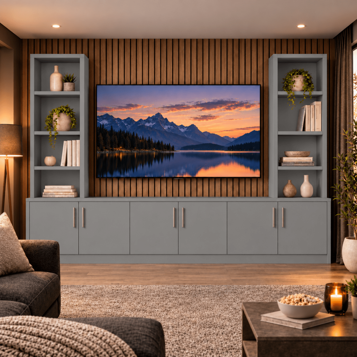 Southwell Tall Smooth Media Wall Double Bookcase Unit 20 - Online Bedrooms