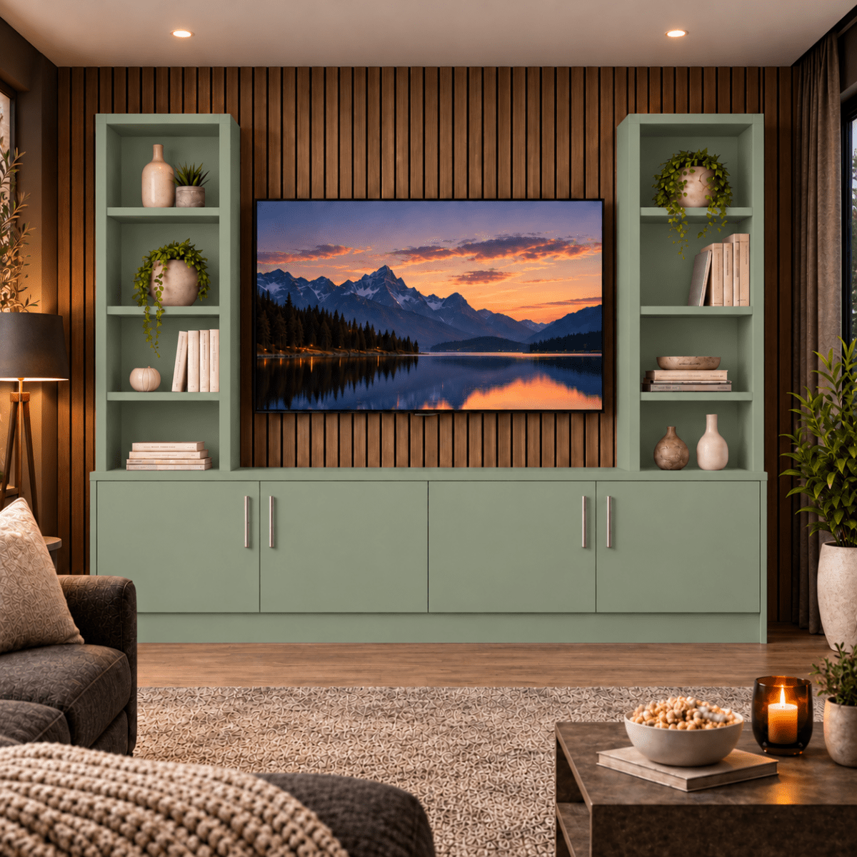 Southwell Tall Smooth Media Wall Double Bookcase Unit 7 - Online Bedrooms