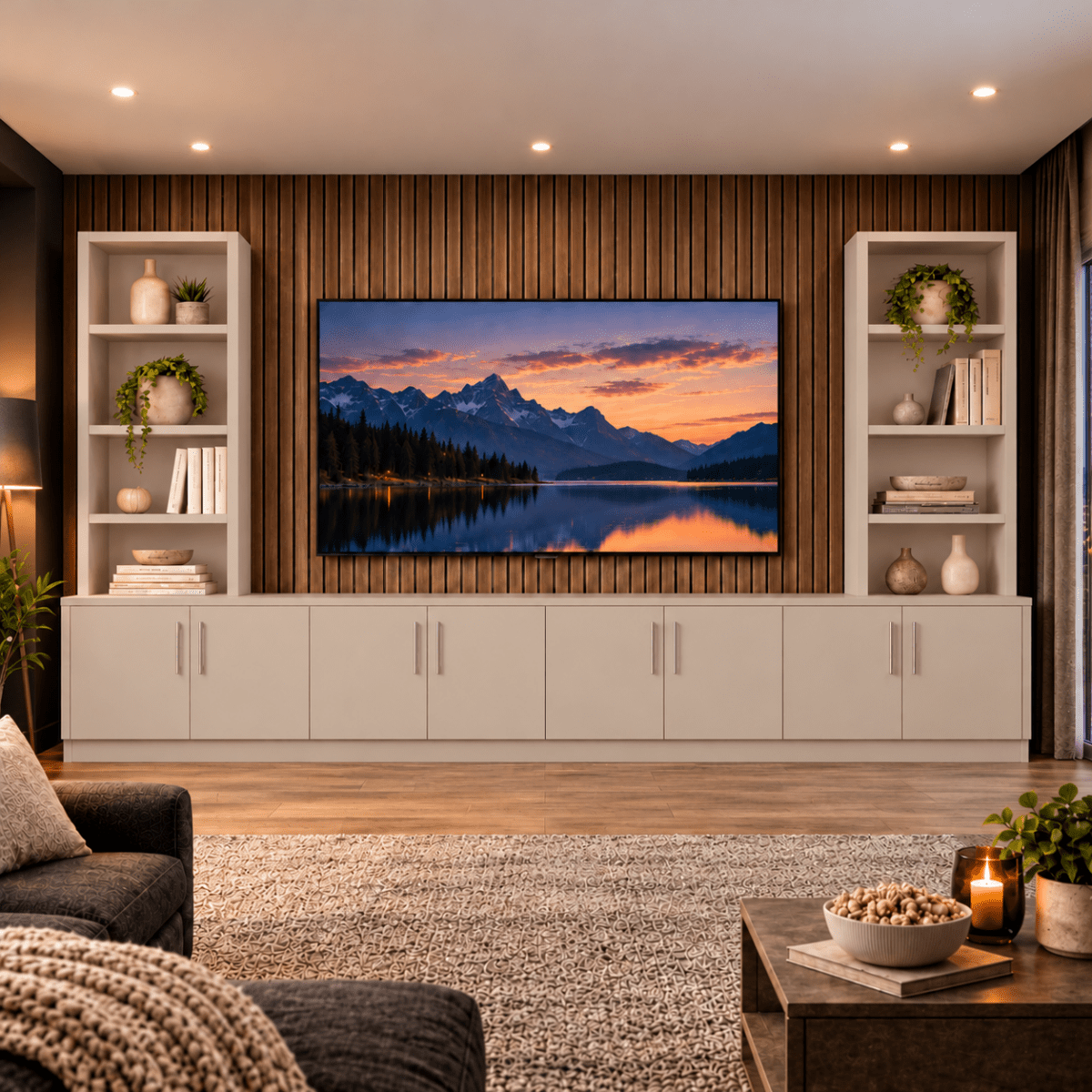 Southwell Tall Smooth Media Wall Double Bookcase Unit 45 - Online Bedrooms