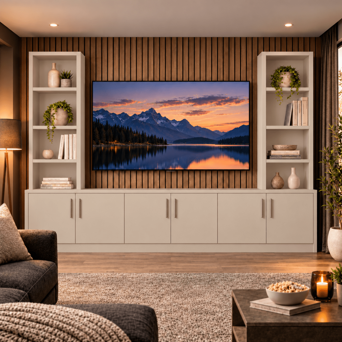 Southwell Tall Smooth Media Wall Double Bookcase Unit 17 - Online Bedrooms