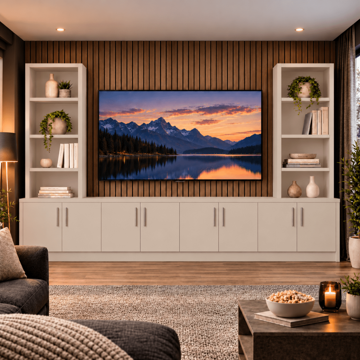 Southwell Tall Smooth Media Wall Double Bookcase Unit 38 - Online Bedrooms