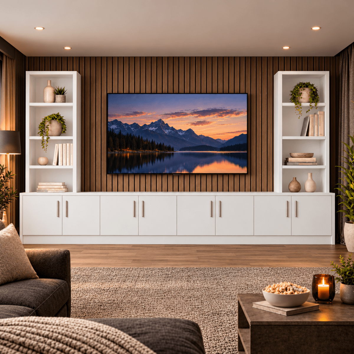 Southwell Tall Smooth Media Wall Double Bookcase Unit 51 - Online Bedrooms