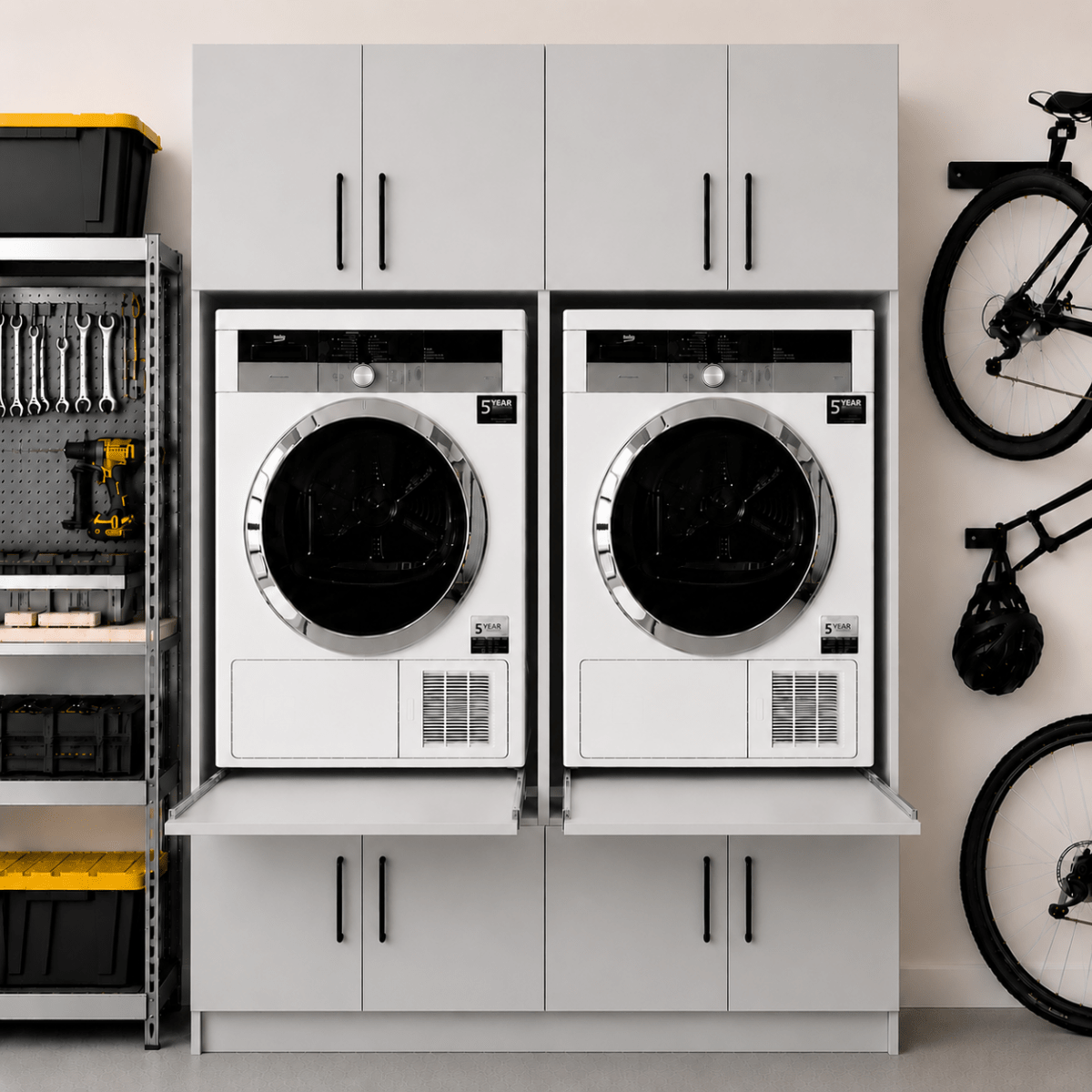 Twin Washer & Dryer Appliance Cabinet Set 4 - Online Bedrooms