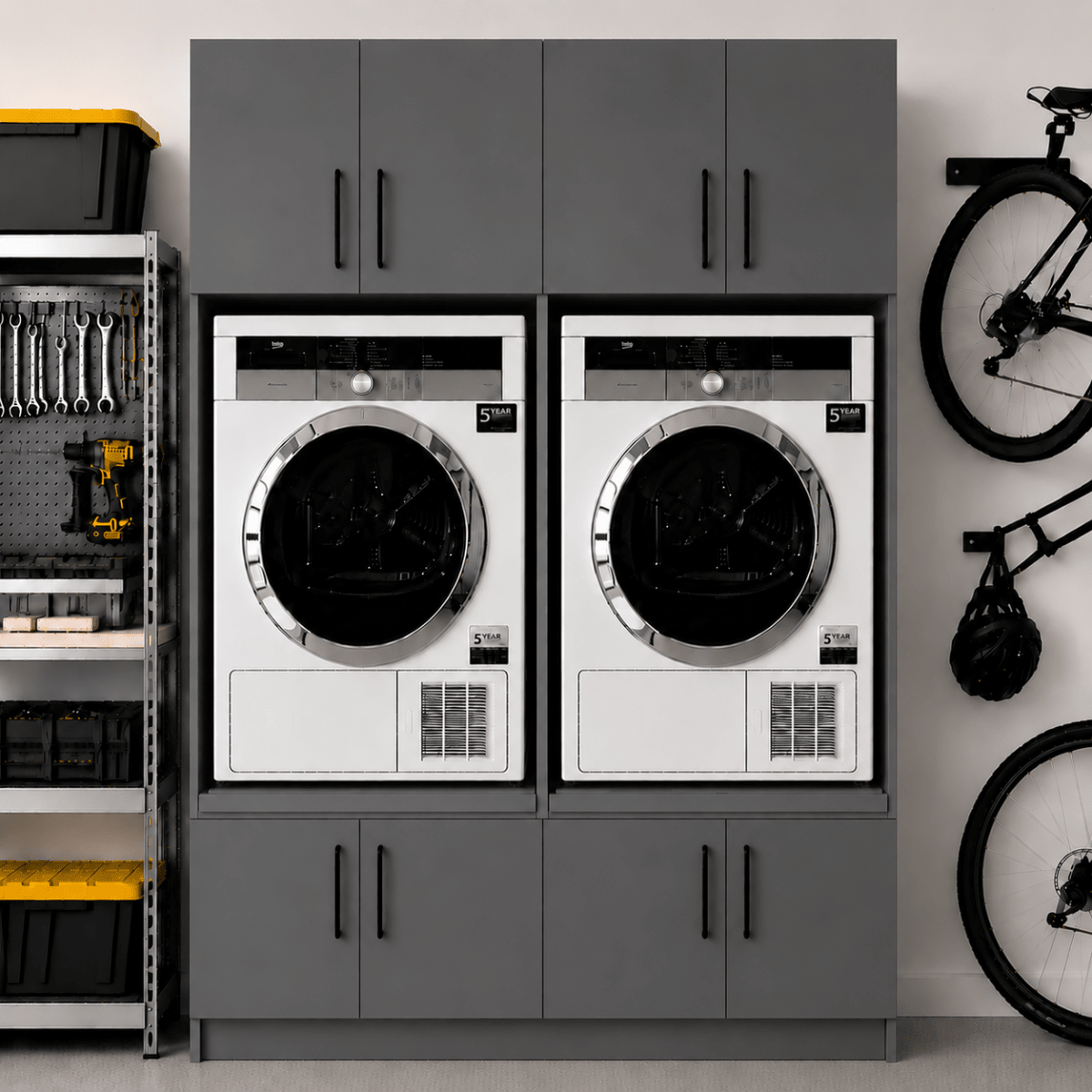 Twin Washer & Dryer Appliance Cabinet Set 7 - Online Bedrooms