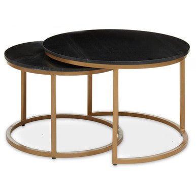 Varana Black Marble and Gold Finish Set of 2 Nesting Coffee Tables 4 - Online Bedrooms