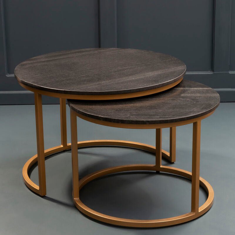 Varana Black Marble and Gold Finish Set of 2 Nesting Coffee Tables 1 - Online Bedrooms