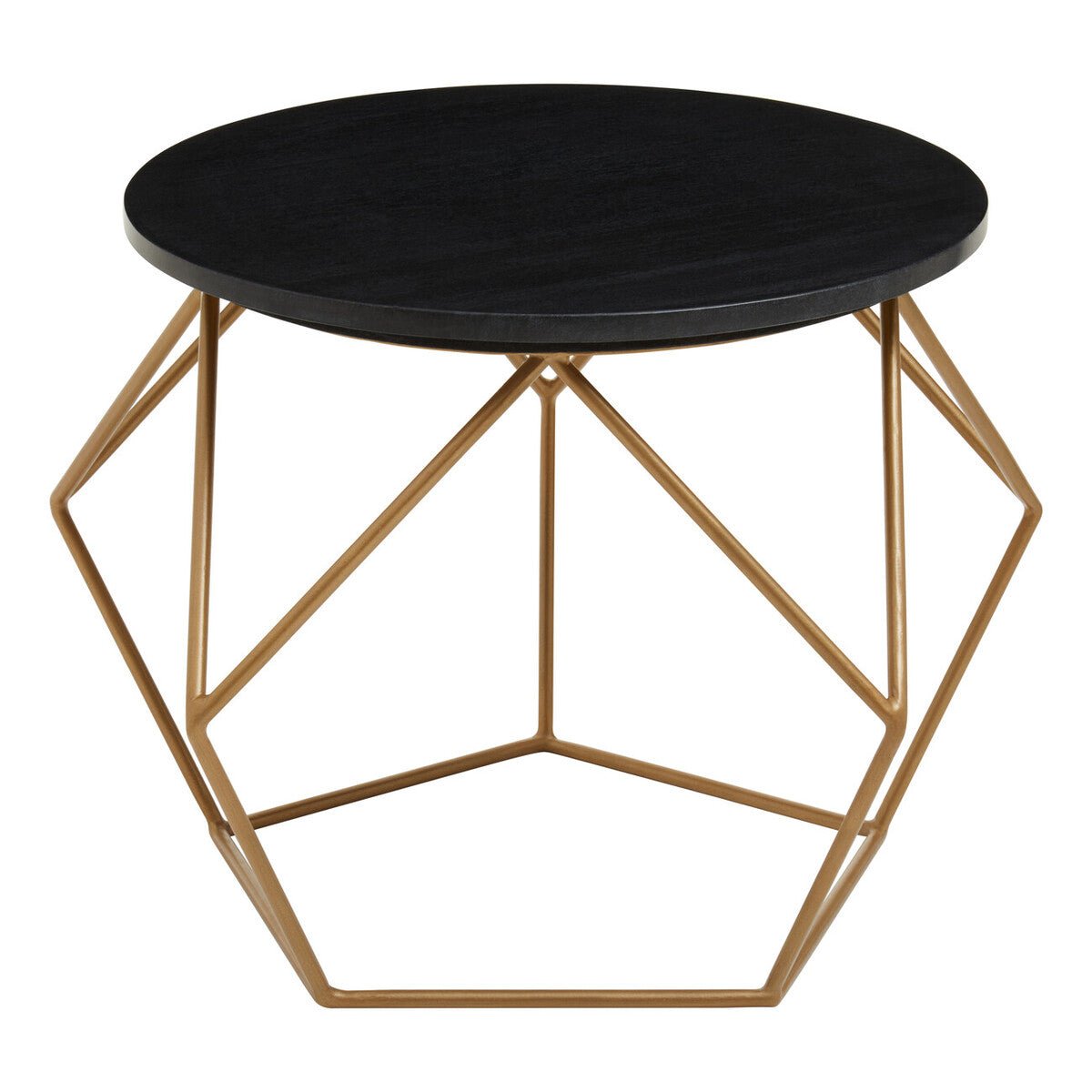Varana Black Marble Round Coffee Table with Gold Finish Frame 2 - Online Bedrooms