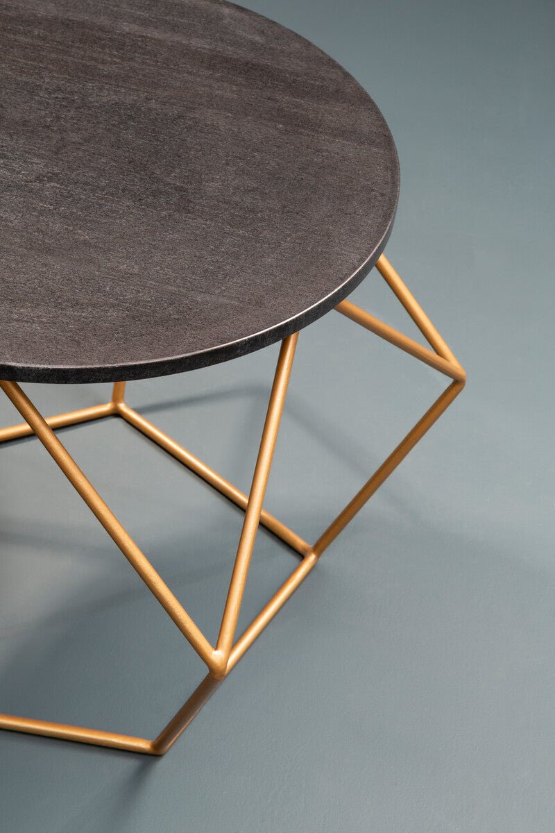 Varana Black Marble Round Coffee Table with Gold Finish Frame 7 - Online Bedrooms
