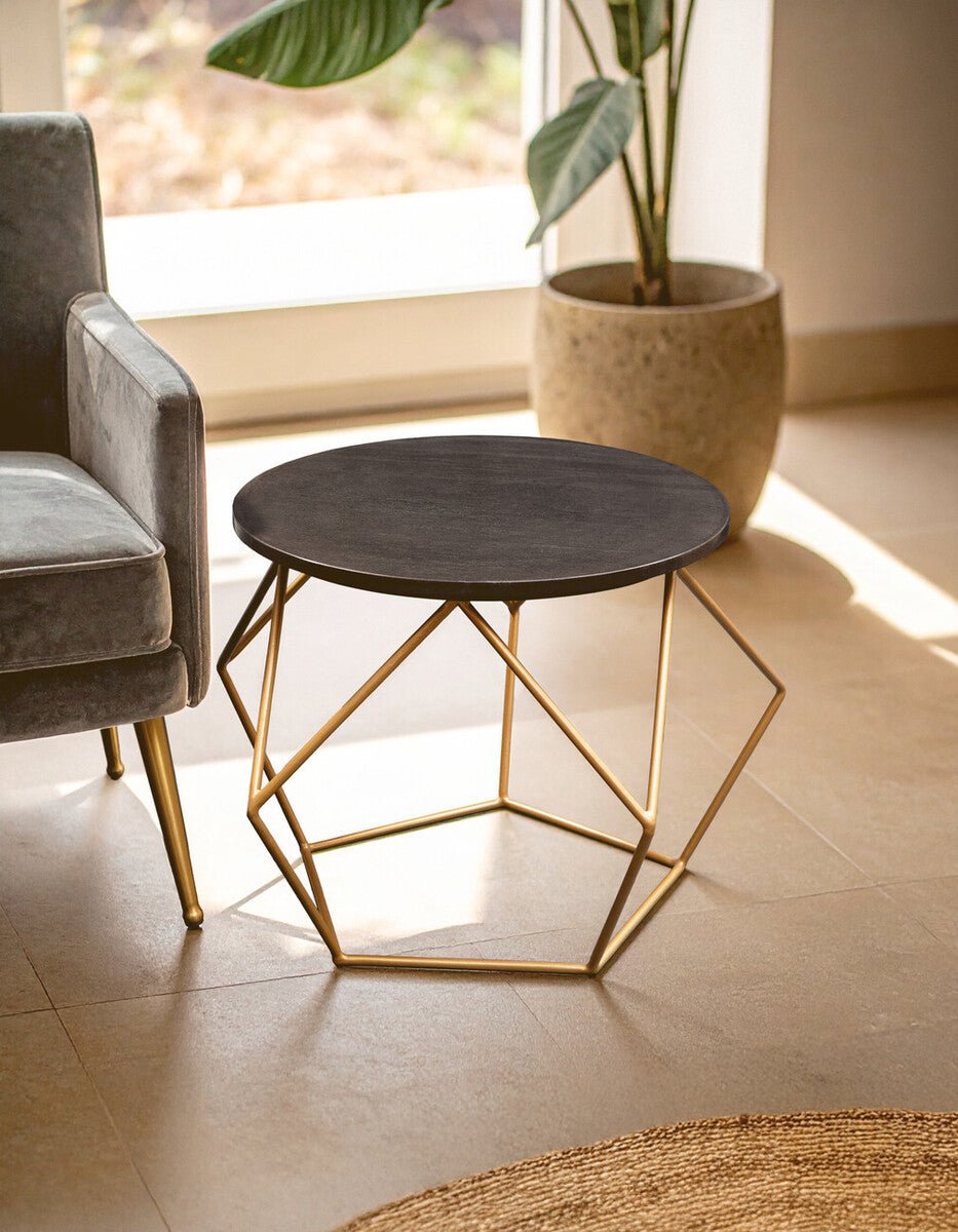 Varana Black Marble Round Coffee Table with Gold Finish Frame 3 - Online Bedrooms