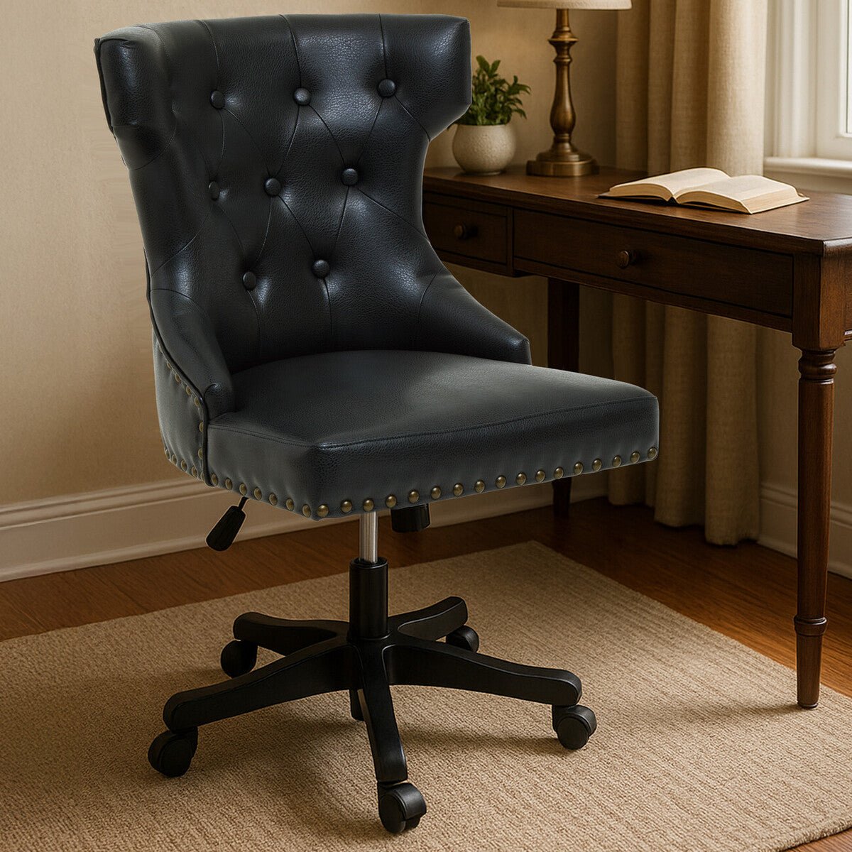 Walson Black Leather Effect Home Office Chair 1 - Online Bedrooms