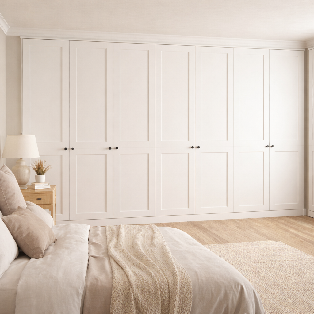 7 Door 2 Panel Shaker Front Frame Fitted Wardrobe - Widths Available 3801 - 4400mm
